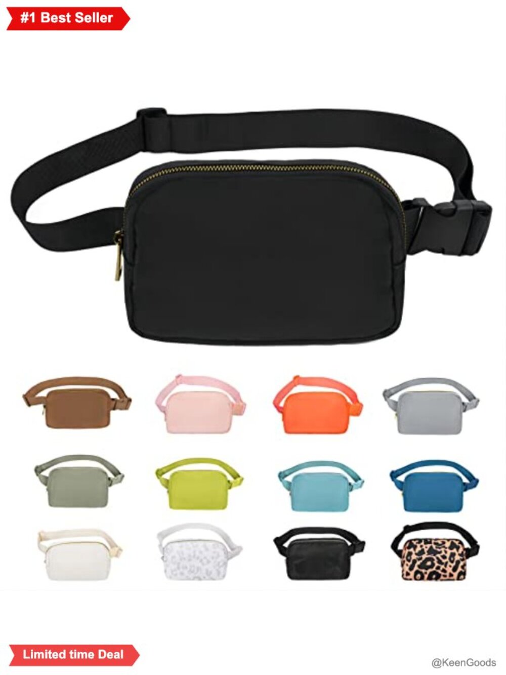 Waterproof Nylon Waist Pack Running Hiking Crossbody Bag